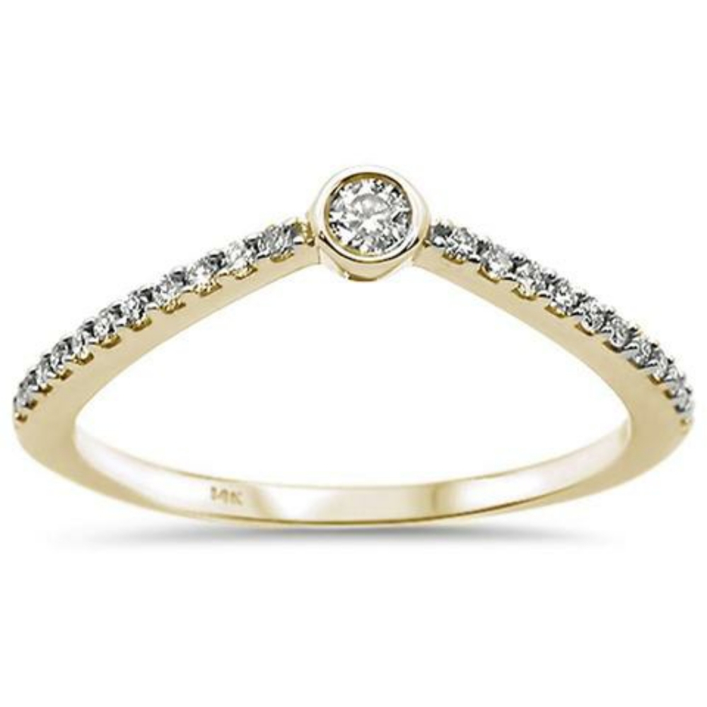 .16ct 14kt yellow gold diamond trendy Chevron ring